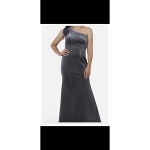 Eliza J One-Shoulder Gray Maxi Dress